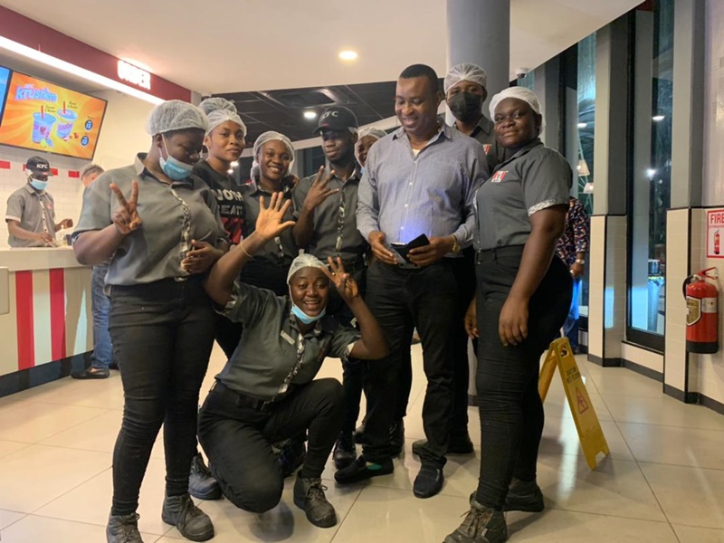 VIDEO + PICTURES: KFC Workers Welcome Chairman Wontumi In Grand Style