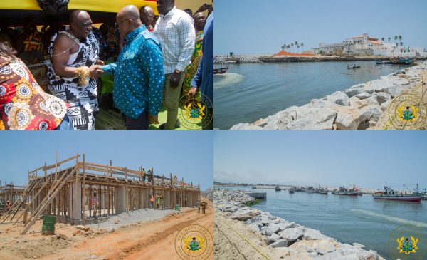 President Akufo-Addo Inspects 91% Complete Elmina Fishing Harbour