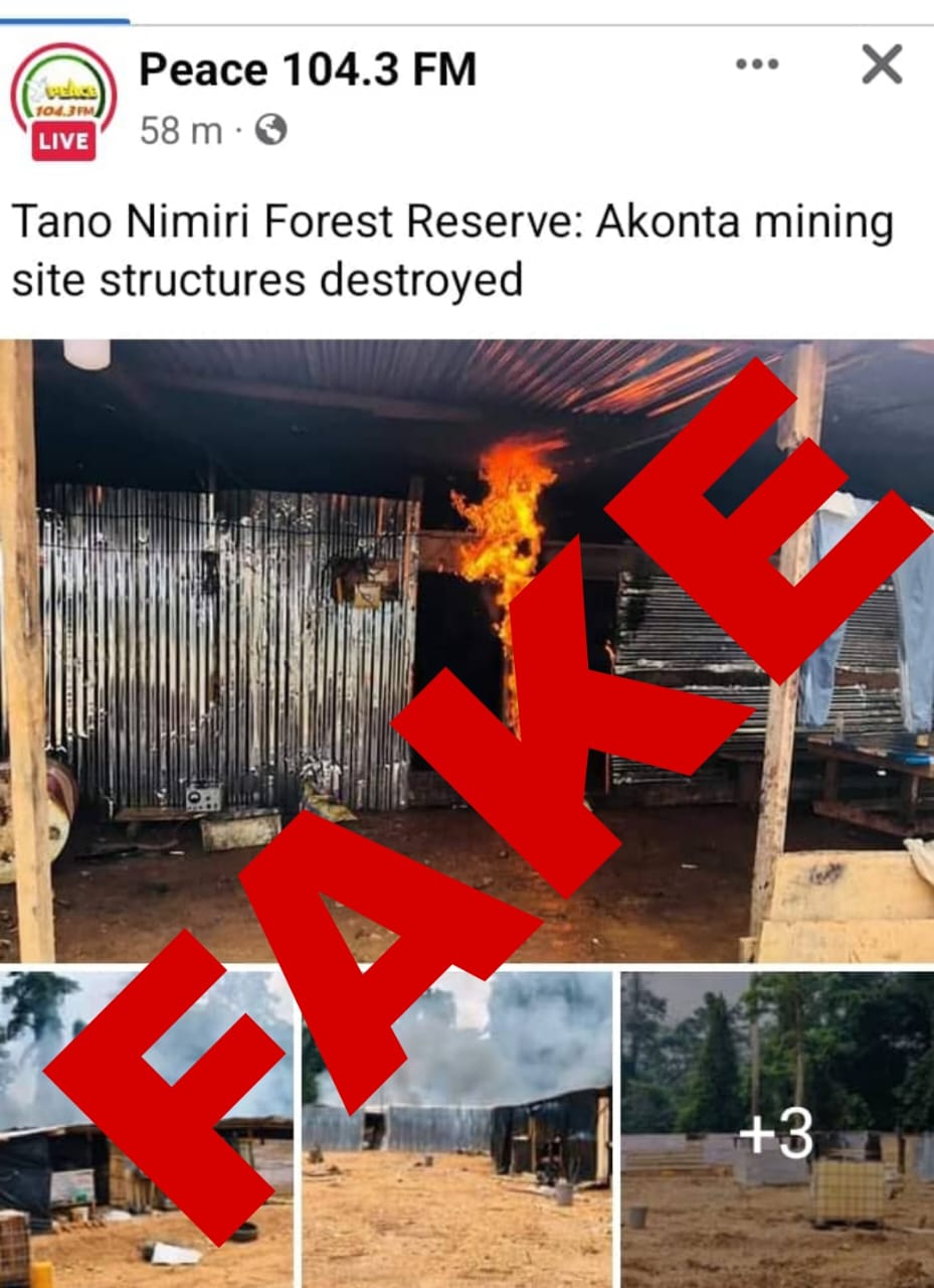 Peace FM Spreading Fake News, Akonta Mining Site Not Set Ablaze (PHOTO)